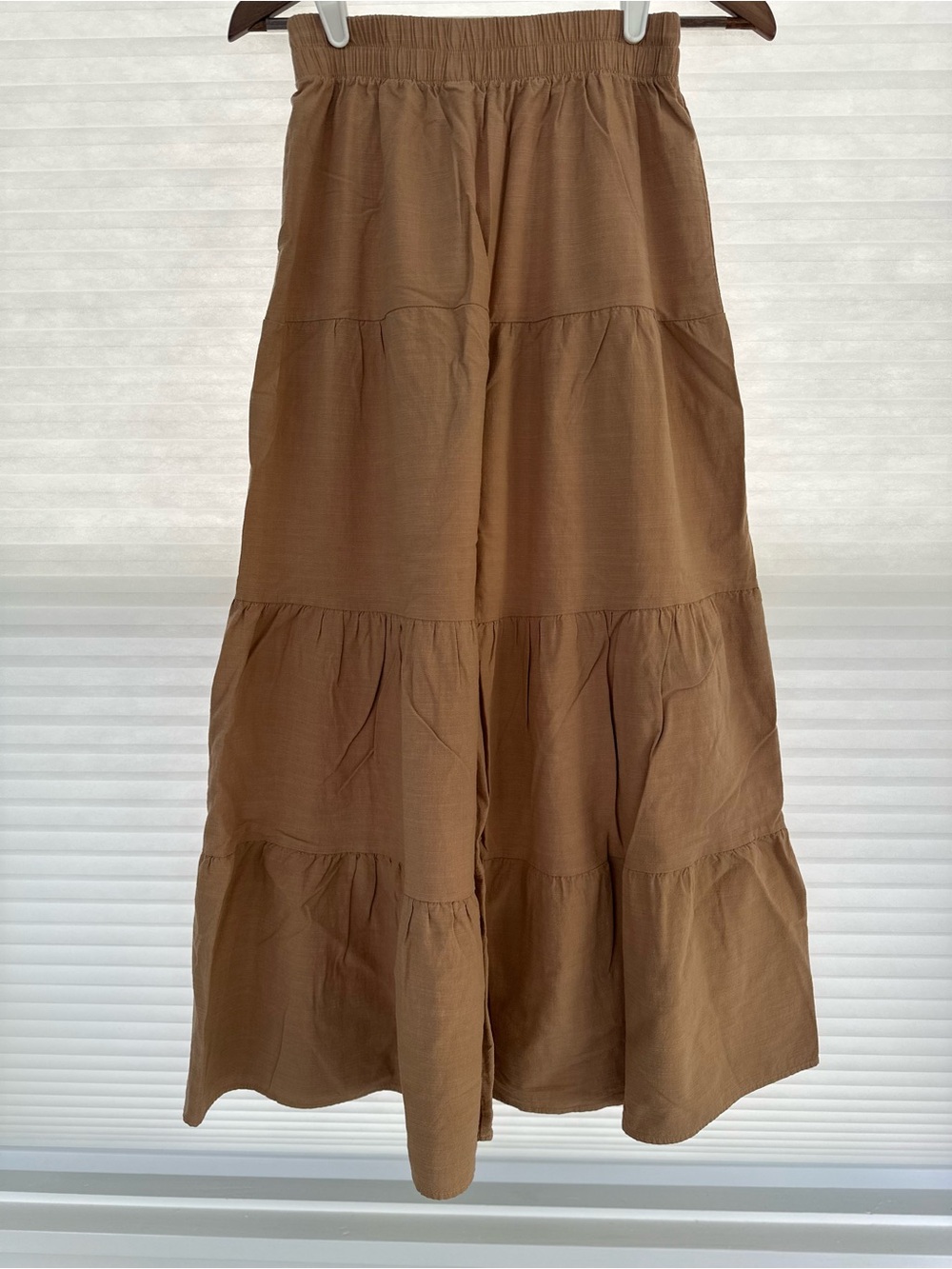 Flowy Boho Tiered Wide-Leg Palazzo Pants - Camel Brown